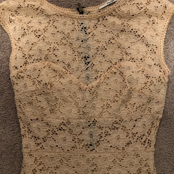Papaya Cream Lace Cocktail Dress - Picture 3 of 4